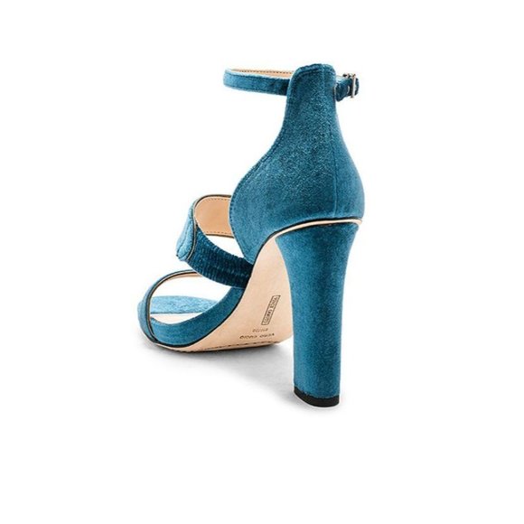 (Sold) Vince Camuto Robeka Velvet Sandals Peacock - Picture 3 of 12